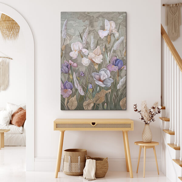 A painting of flowers and grass A painting of flowers and grass