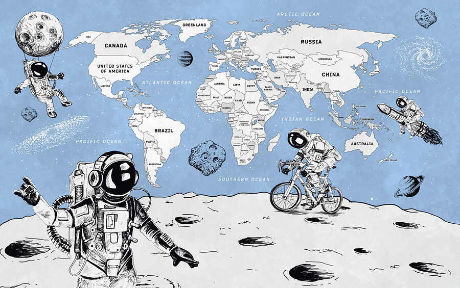 Kresba dvoch astronautov na Mesiaci Kresba dvoch astronautov na Mesiaci