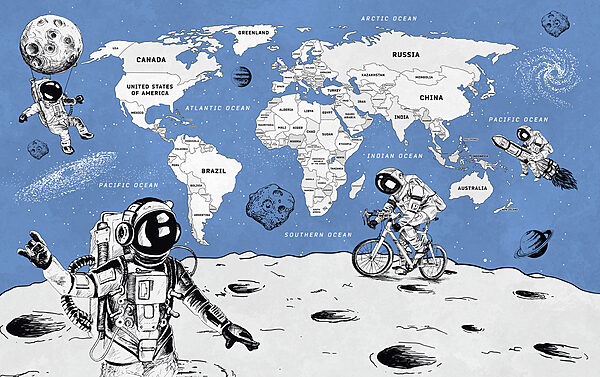 Kresba dvoch astronautov na Mesiaci Kresba dvoch astronautov na Mesiaci