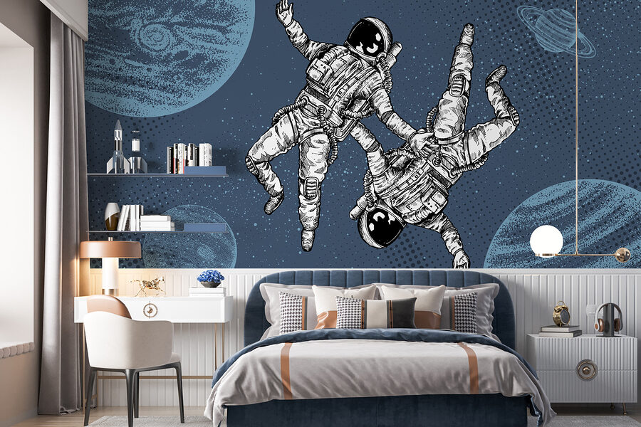 Dvaja astronauti sa vznášajú vo vesmíre Dvaja astronauti sa vznášajú vo vesmíre