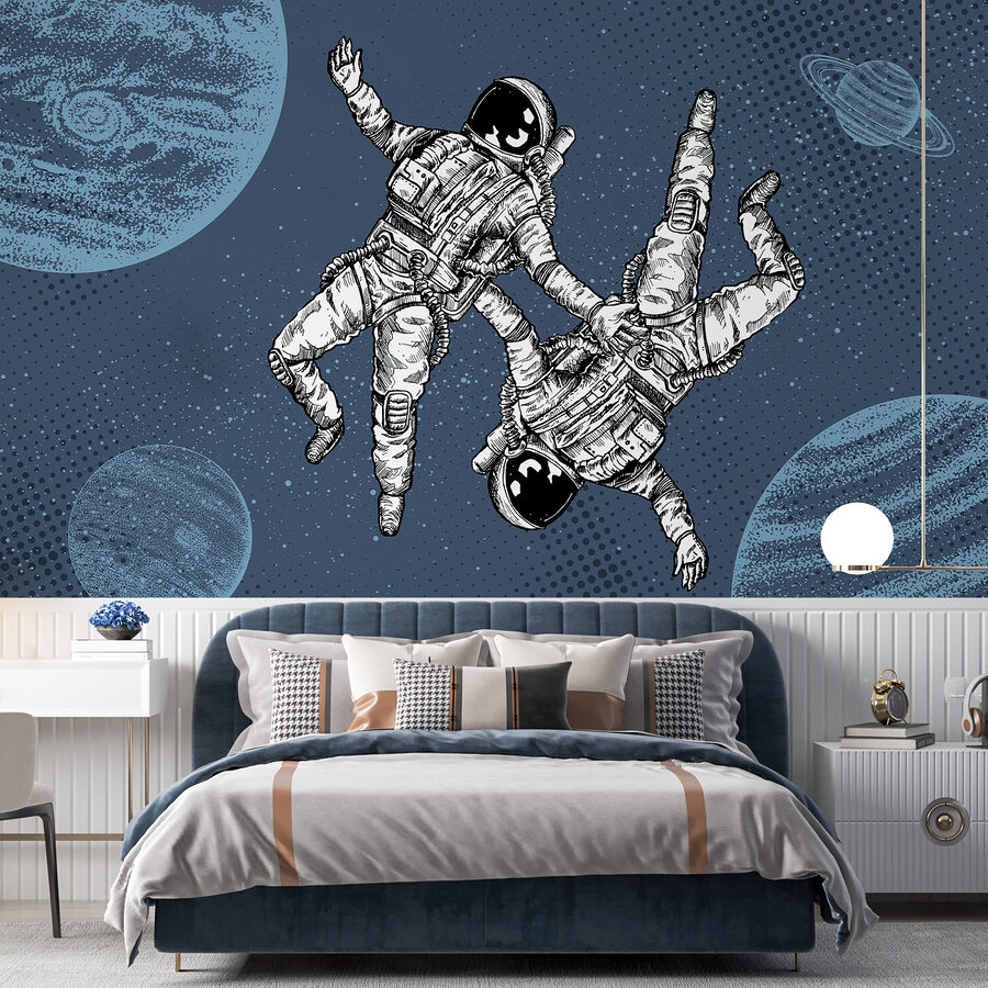 Dvaja astronauti sa vznášajú vo vesmíre Dvaja astronauti sa vznášajú vo vesmíre