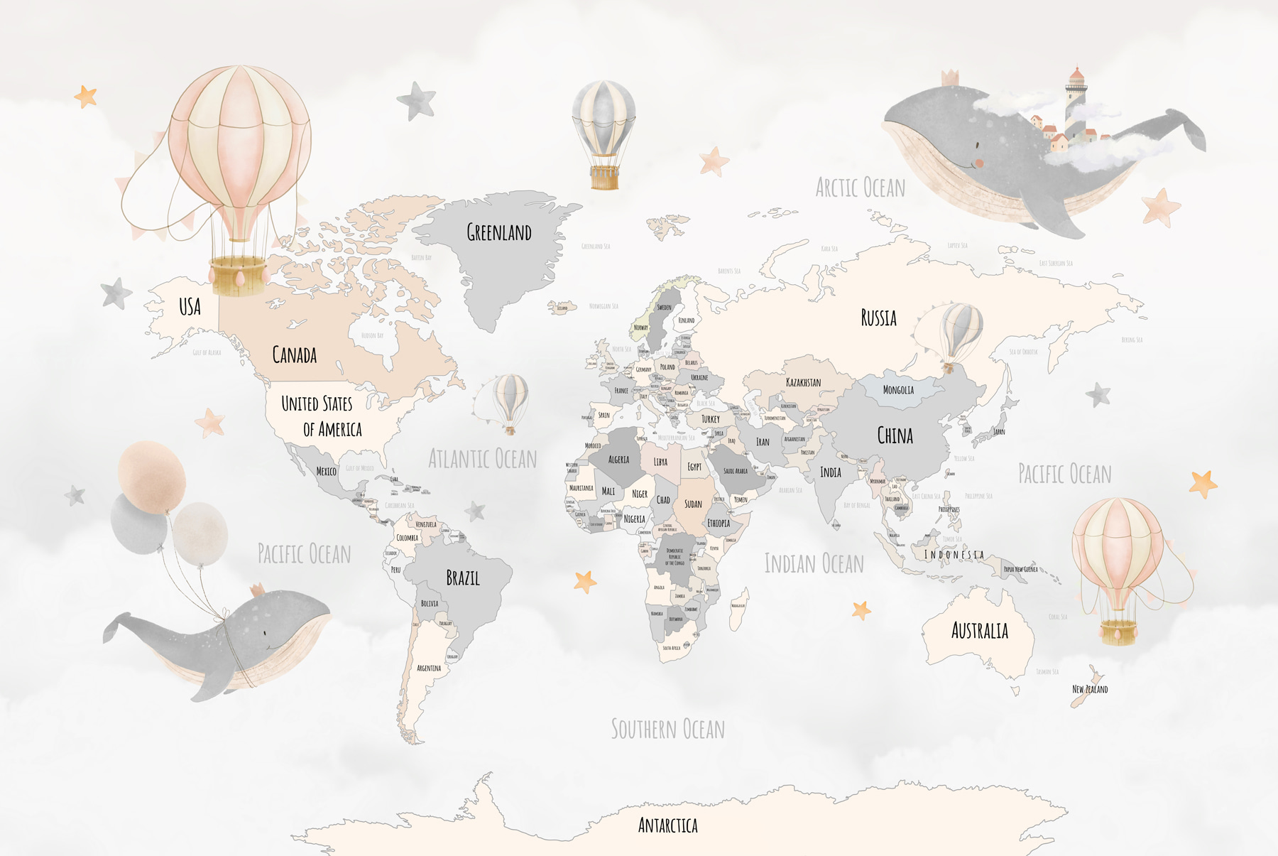 w00680v1p - Mapa sveta s teplovzdušnými balónmi - tegory