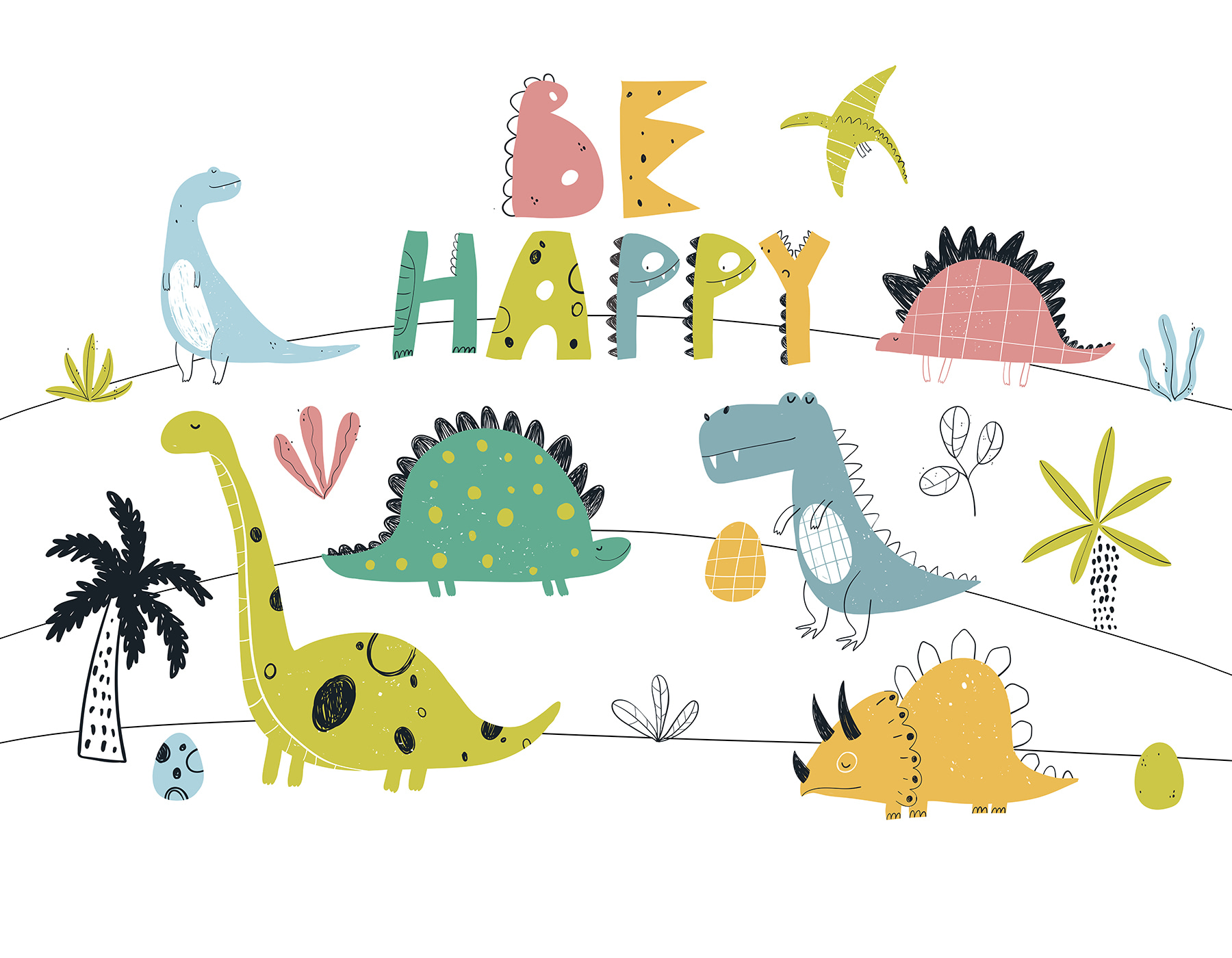 A group of dinosaurs and words A group of dinosaurs and words