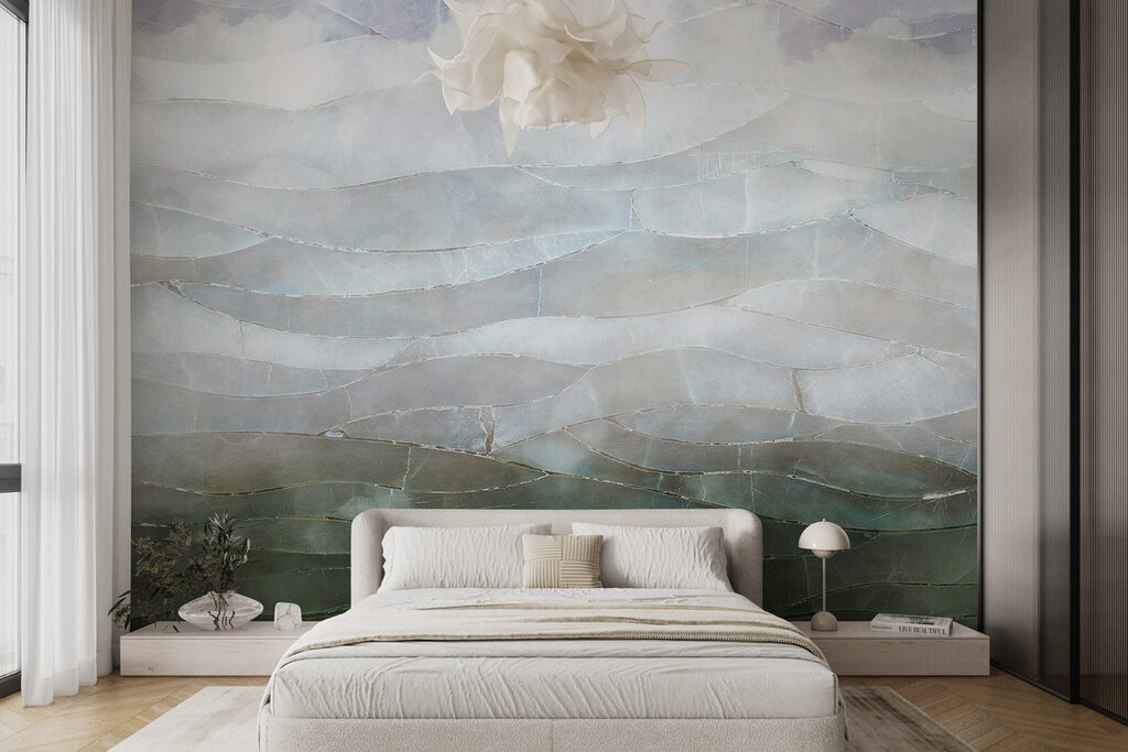 A glass with a pattern of clouds