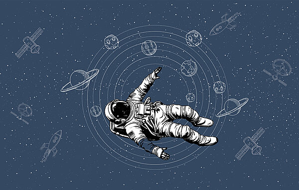 An astronaut floating in space An astronaut floating in space