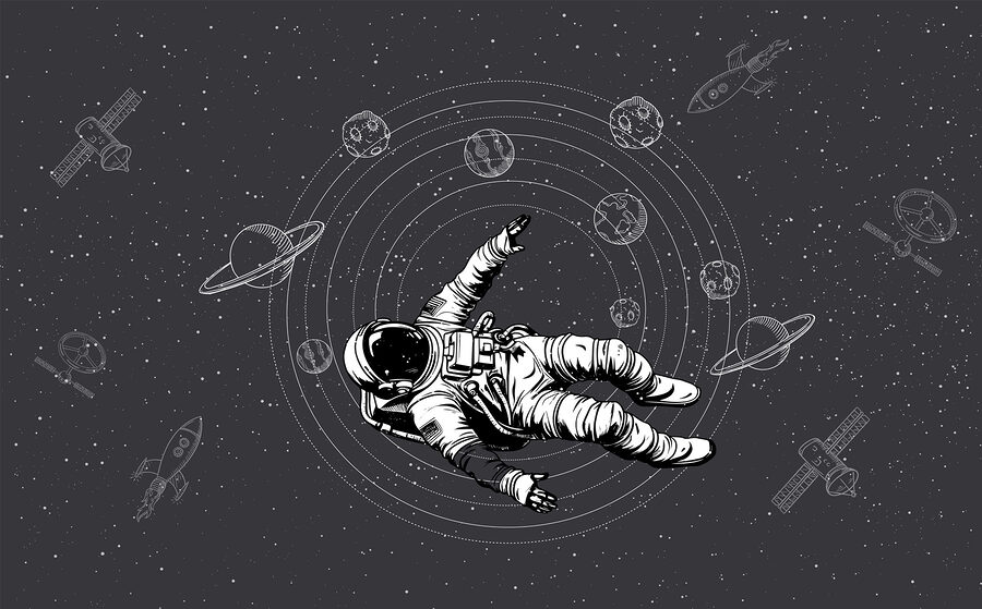 Astronaut vznášajúci sa vo vesmíre Astronaut vznášajúci sa vo vesmíre