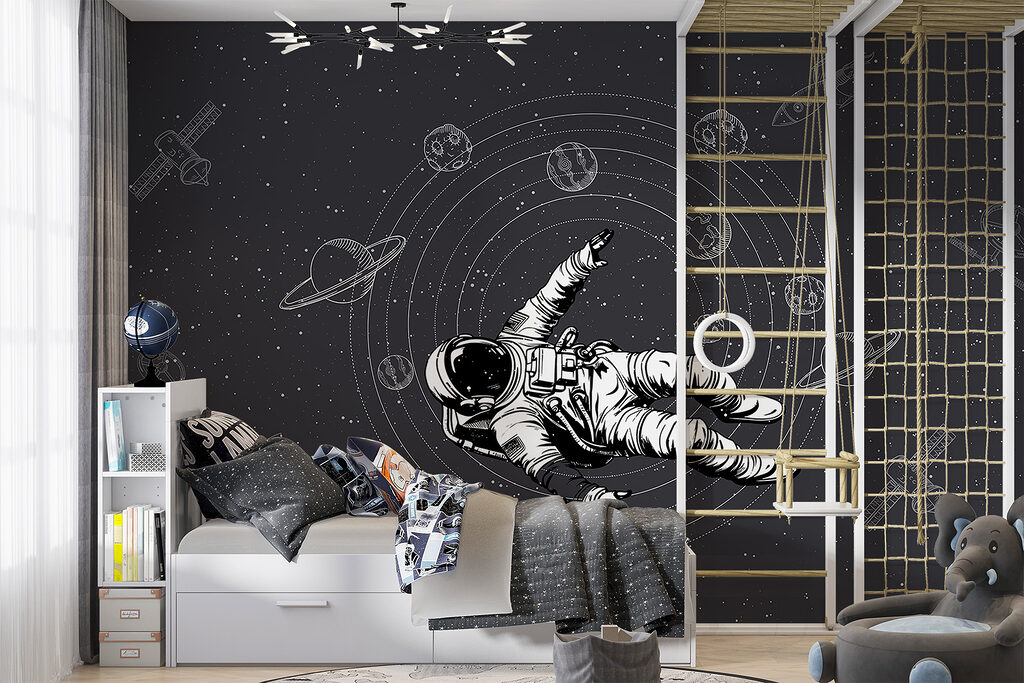 An astronaut floating in space