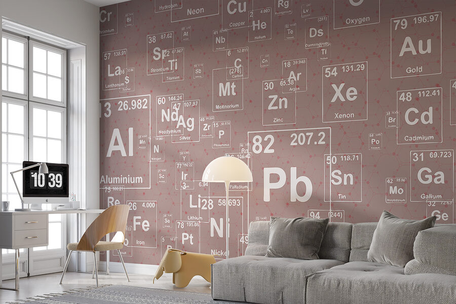 Vzor bielych a čiernych prvkov periodickej tabuľky prvkov