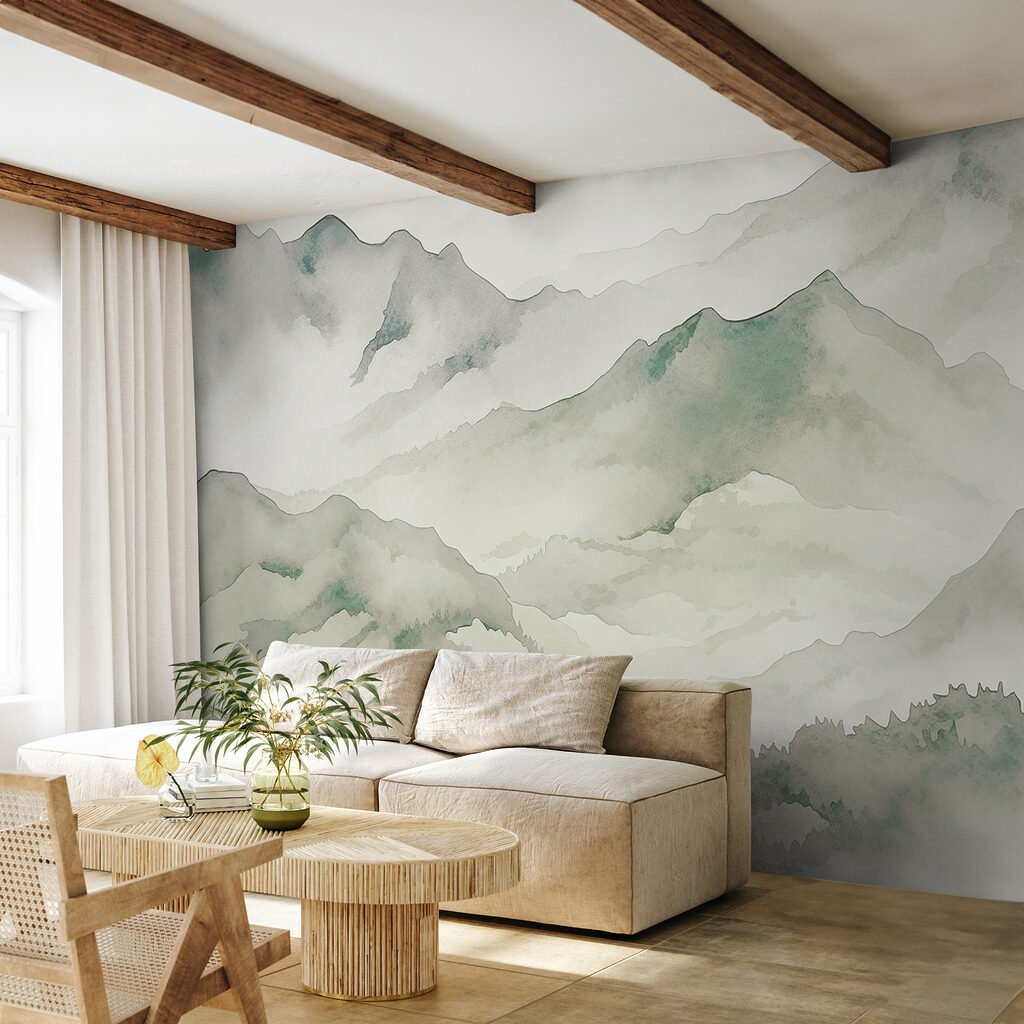 A watercolor painting of mountains A watercolor painting of mountains