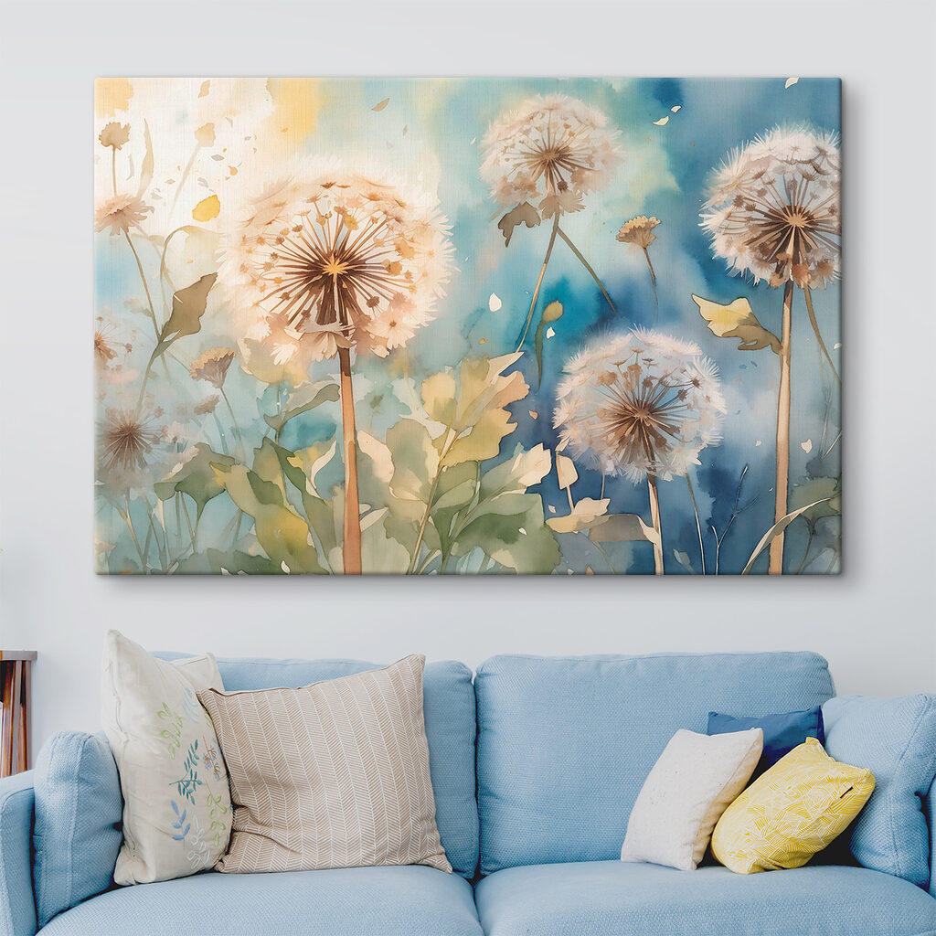 A watercolor painting of dandelions A watercolor painting of dandelions