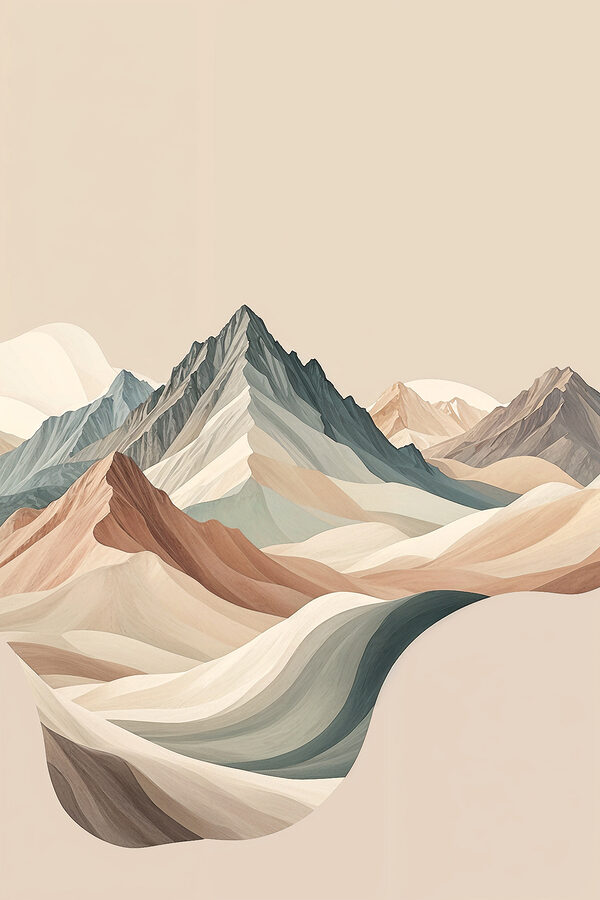 A painting of mountains in different colors
