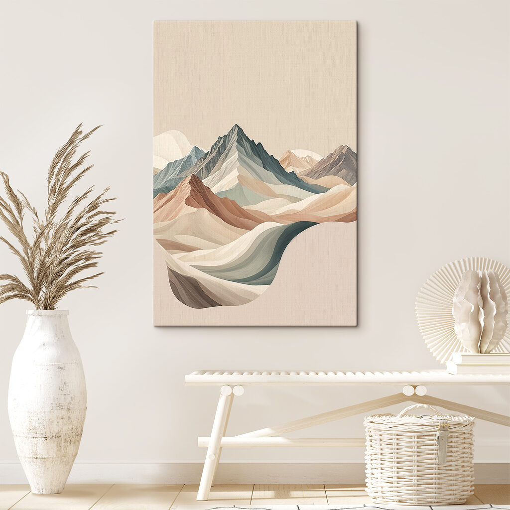 A painting of mountains in different colors