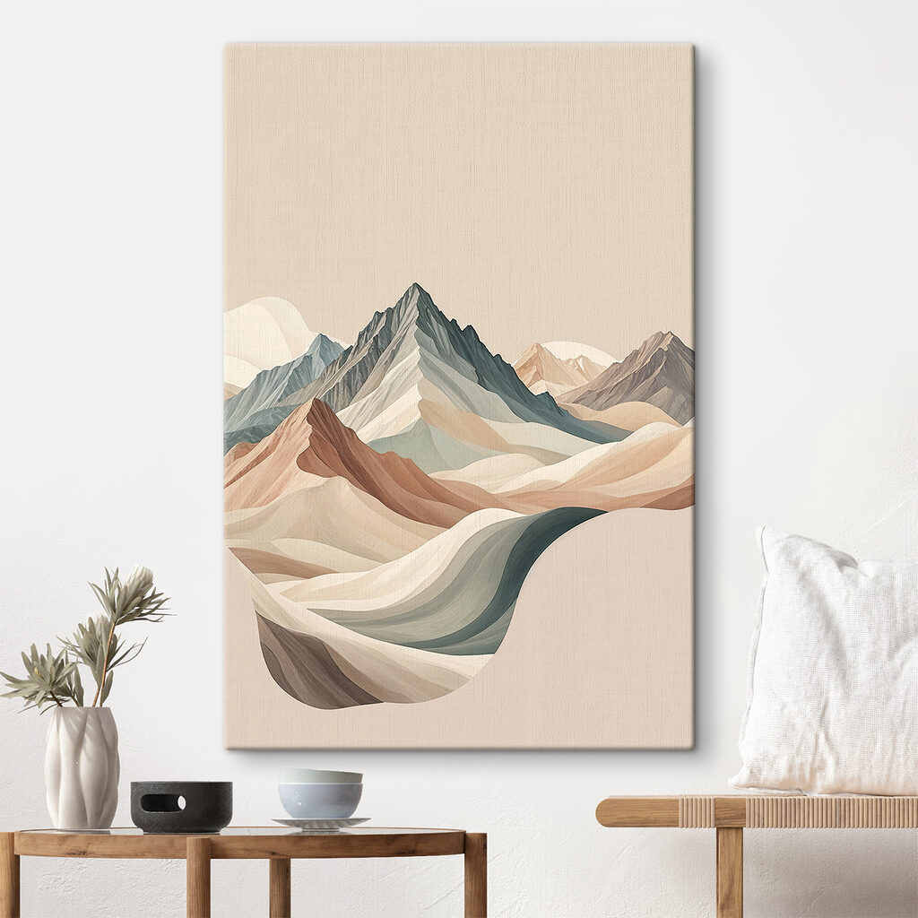 A painting of mountains in different colors