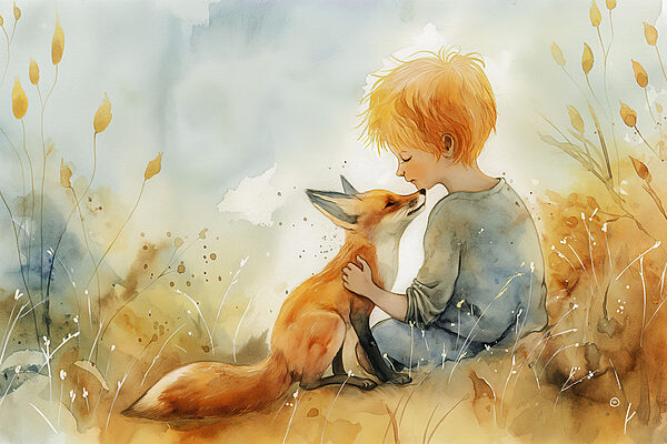 A child hugging a fox