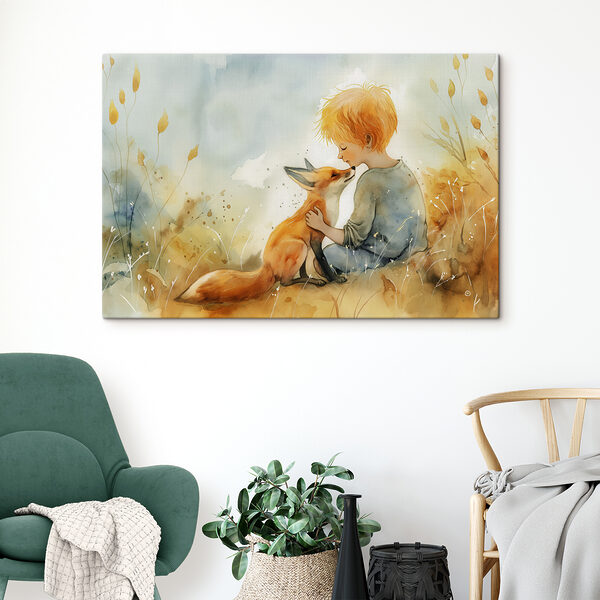 A child hugging a fox
