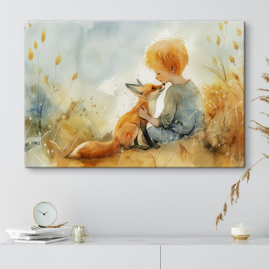 A child hugging a fox
