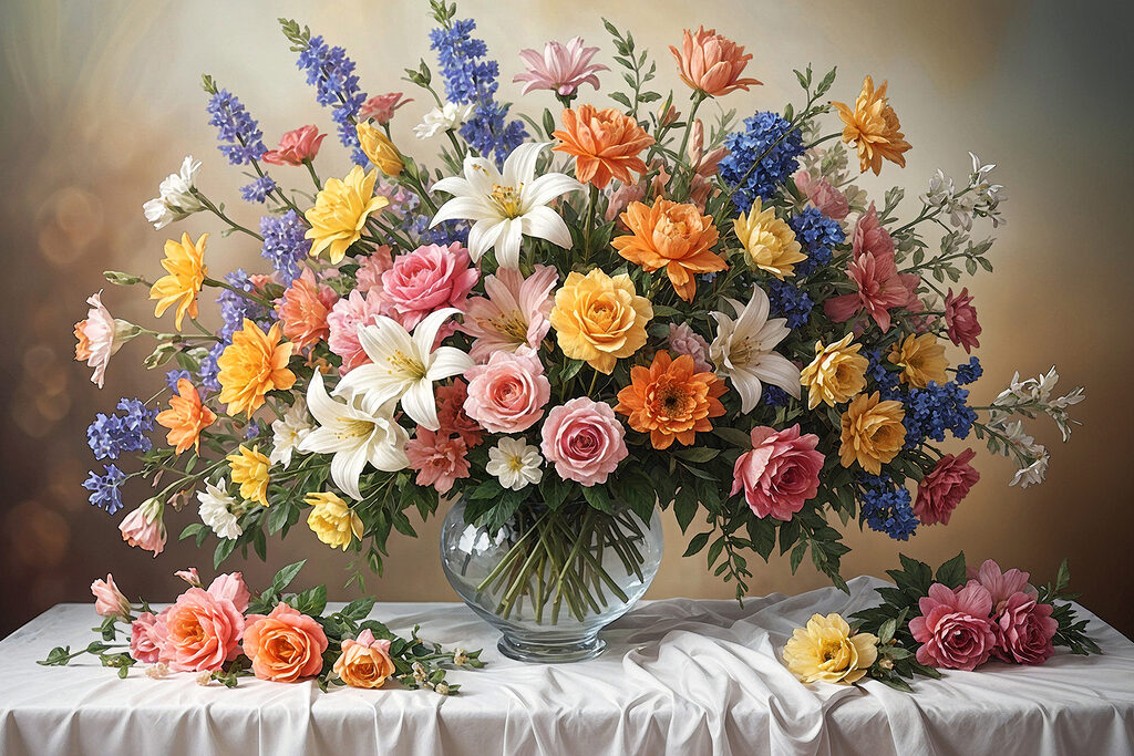A vase of flowers on a table A vase of flowers on a table