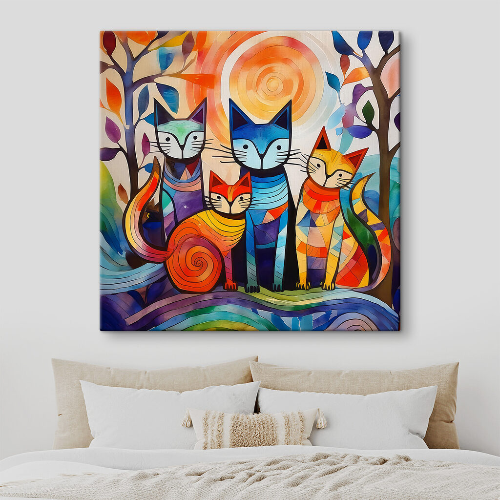 A group of cats in a group A group of cats in a group