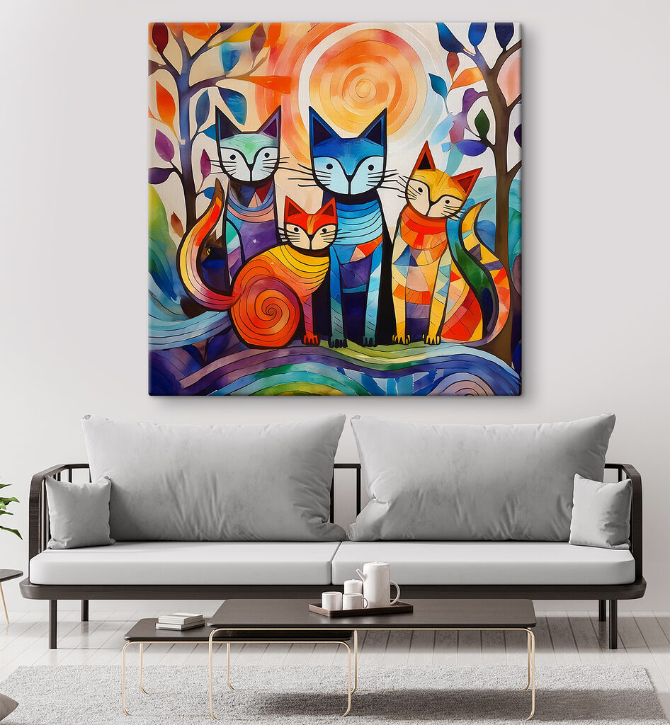 A group of cats in a group A group of cats in a group