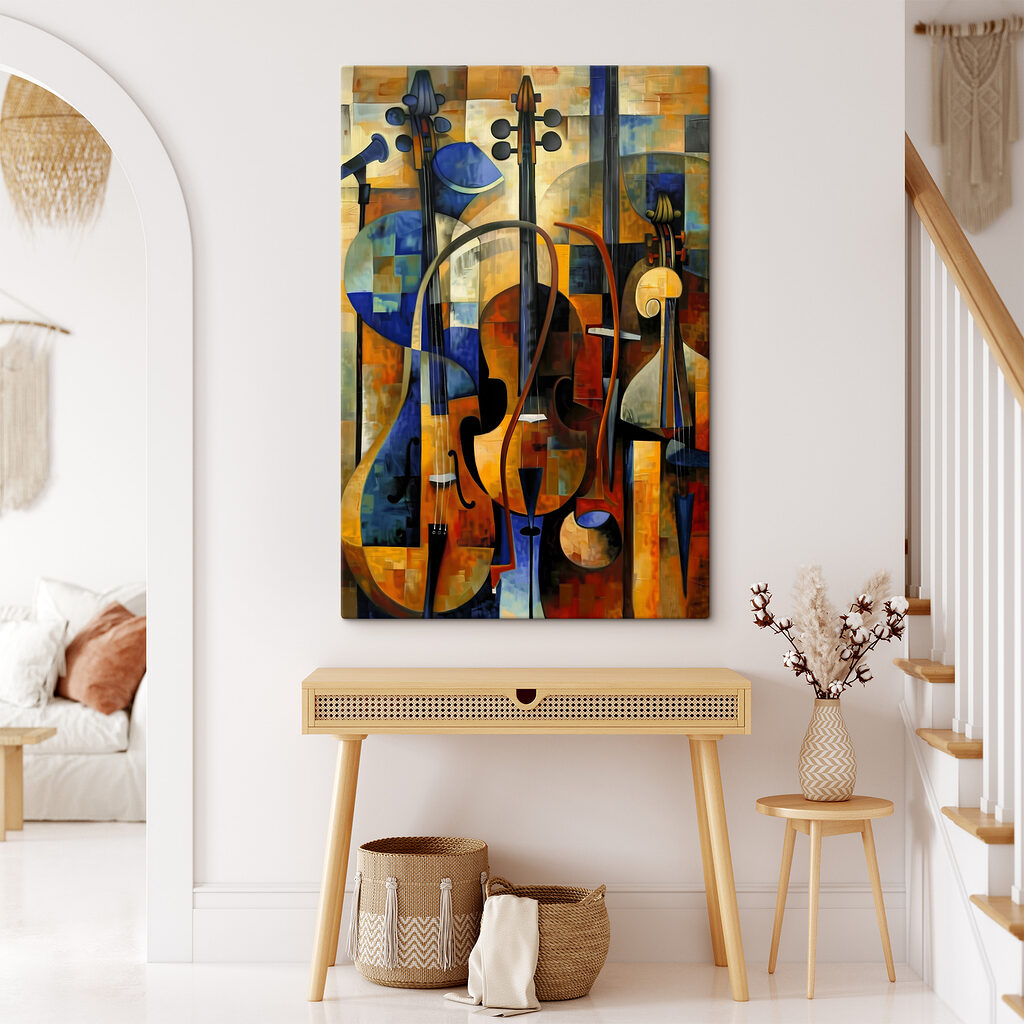 A painting of a group of musical instruments