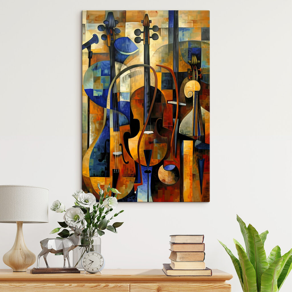 A painting of a group of musical instruments