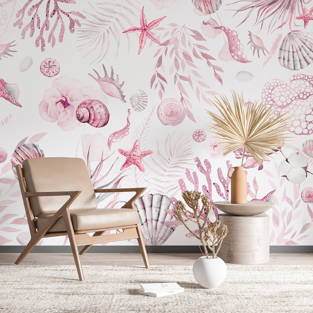 A watercolor sea life pattern