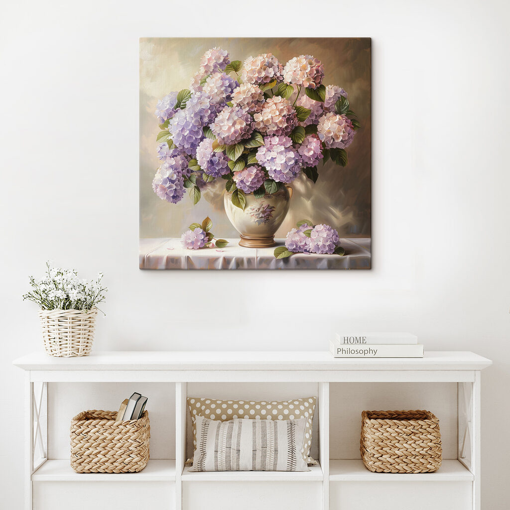 A painting of a vase of flowers