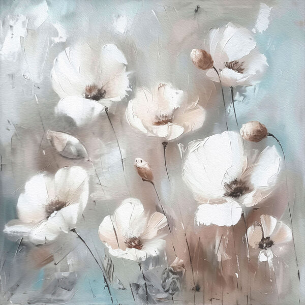 A painting of white flowers A painting of white flowers