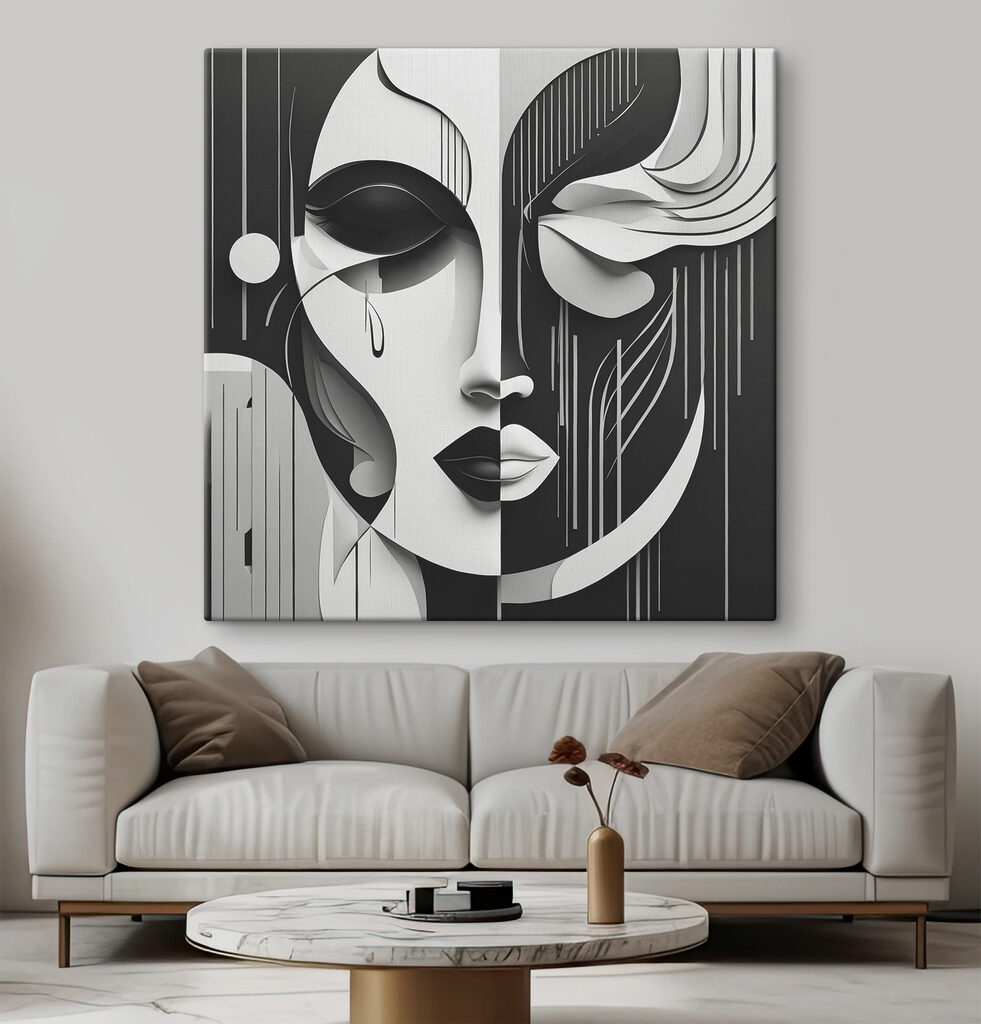 A black and white image of a woman's face A black and white image of a woman's face