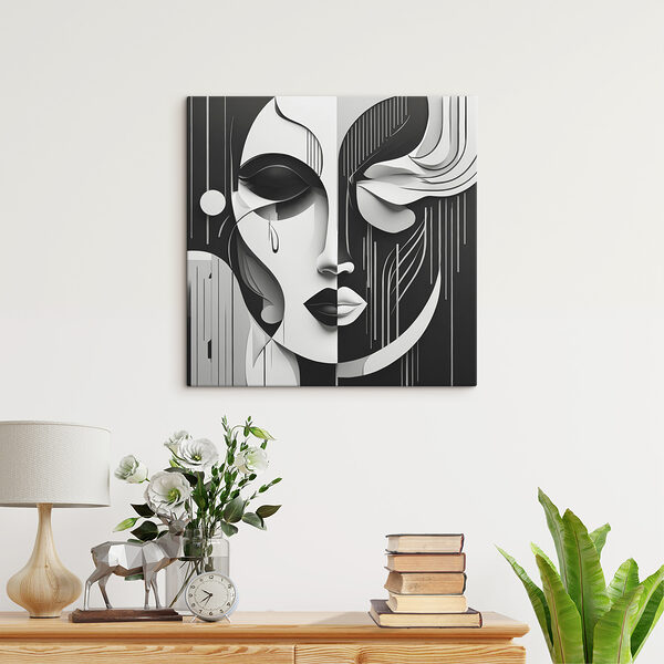 A black and white image of a woman's face A black and white image of a woman's face
