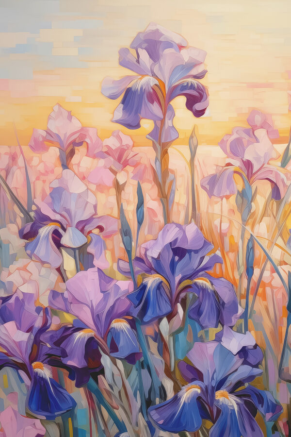 A painting of purple flowers A painting of purple flowers
