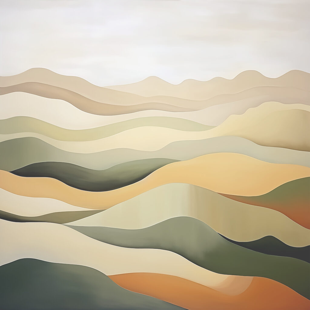 A painting of a desert landscape