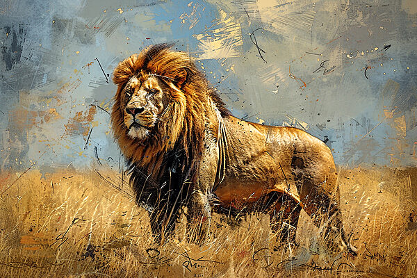 A lion standing in a field