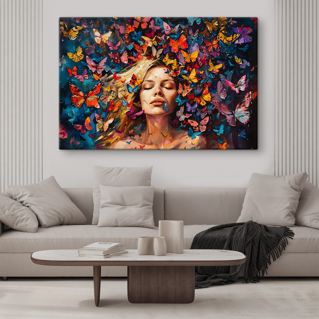 A woman surrounded by butterflies