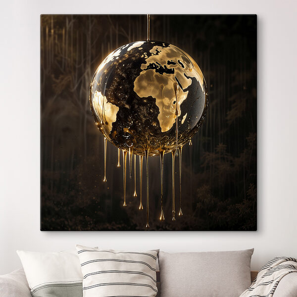 A globe with dripping liquid A globe with dripping liquid