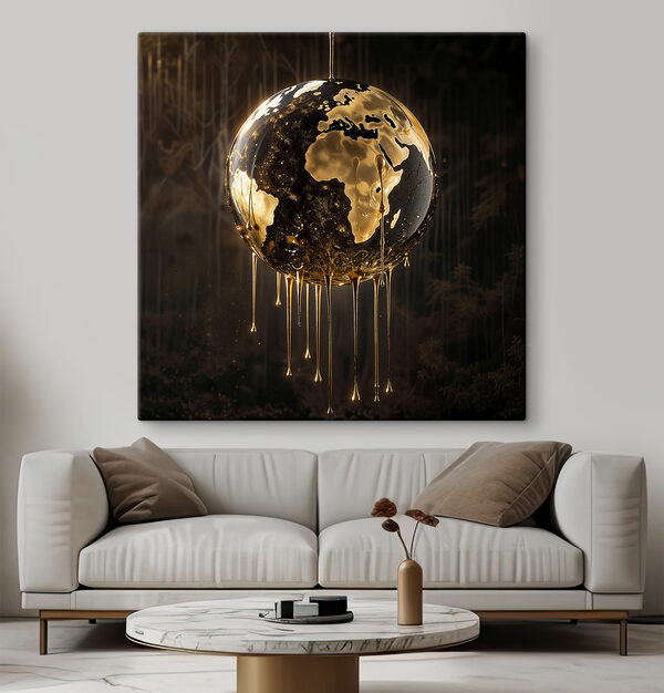 A globe with dripping liquid A globe with dripping liquid