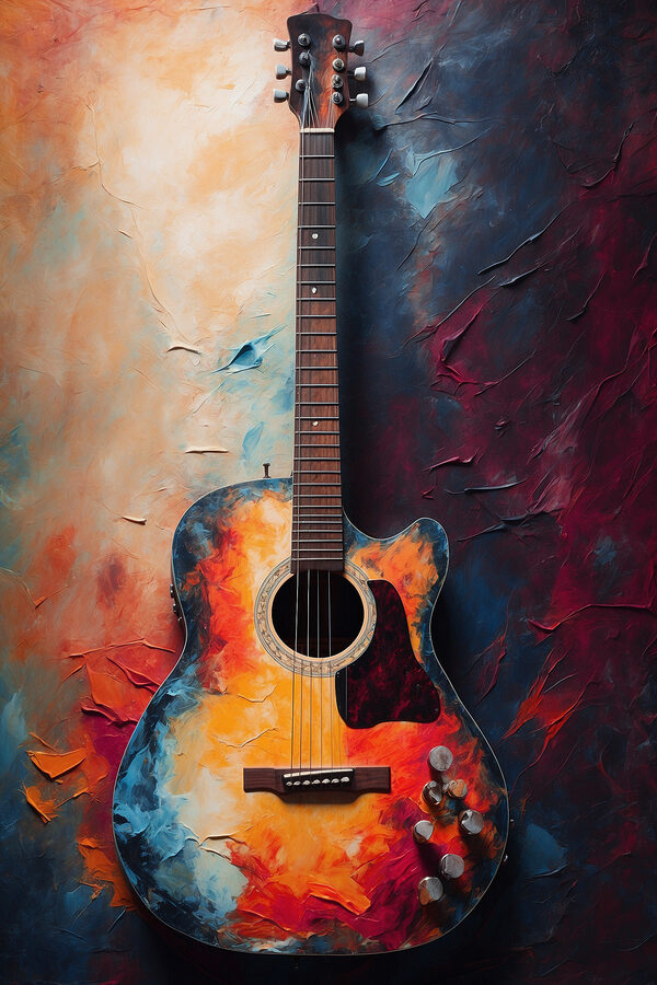 Vibrant colors enhance acoustic guitar