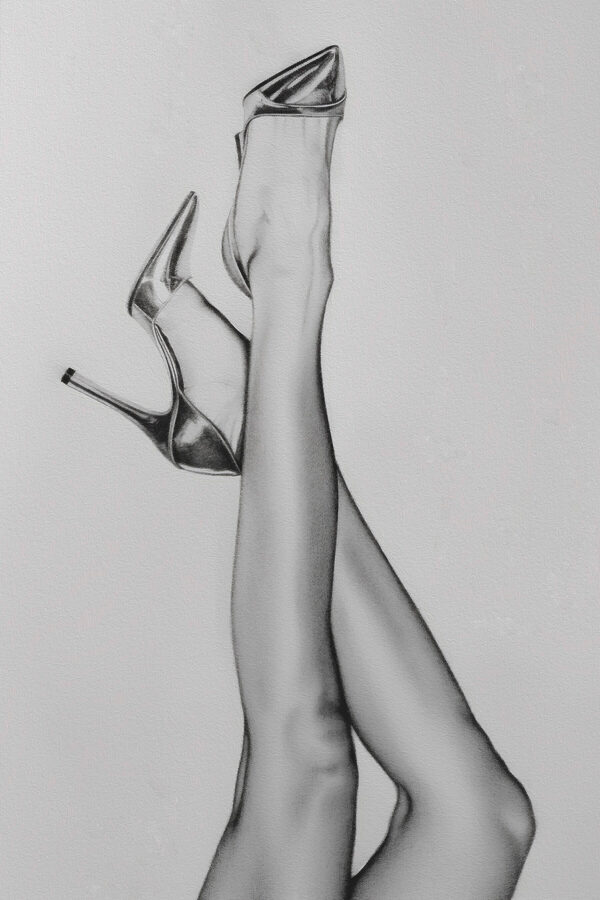 A drawing of a woman's legs and high heels A drawing of a woman's legs and high heels