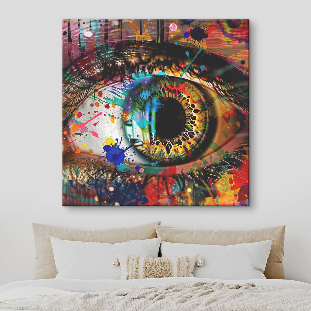 Colorful eye with artistic splashes