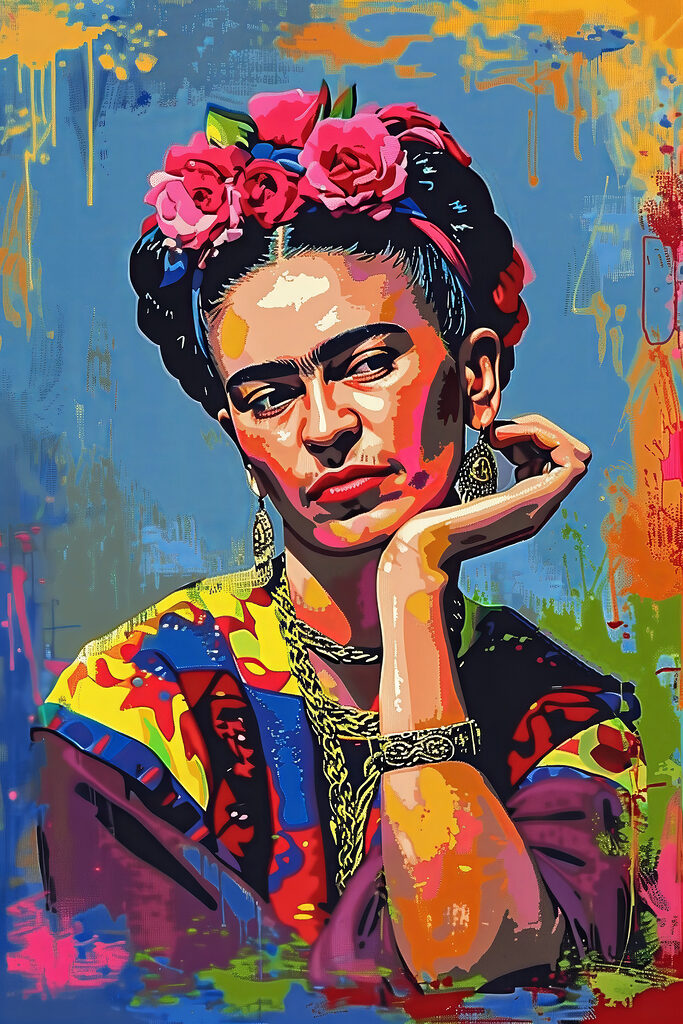 A painting of a woman with flowers in her hair A painting of a woman with flowers in her hair