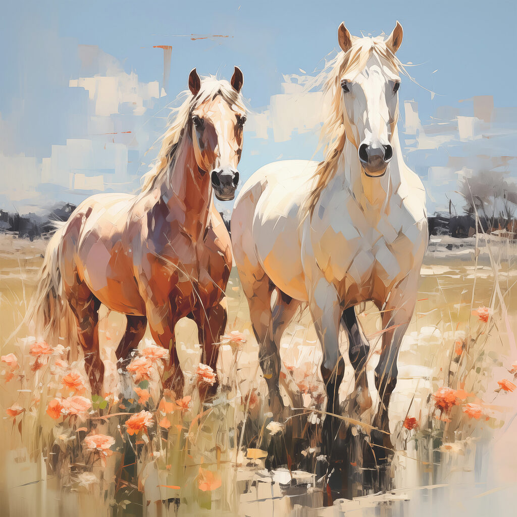 Two horses standing in a field