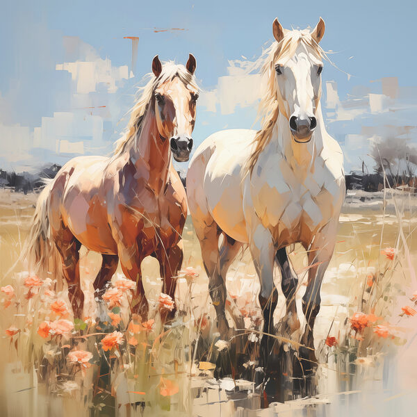 Two horses standing in a field