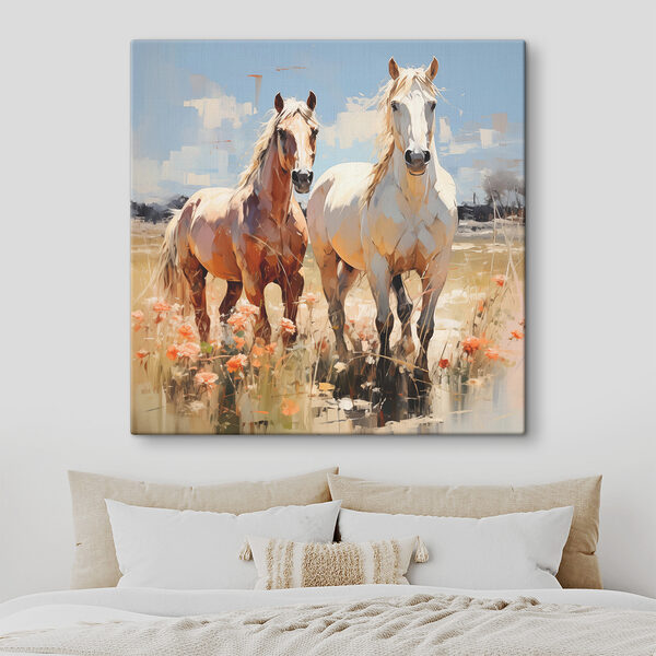 Two horses standing in a field