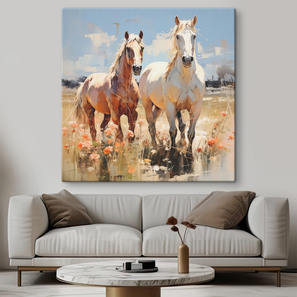 Two horses standing in a field