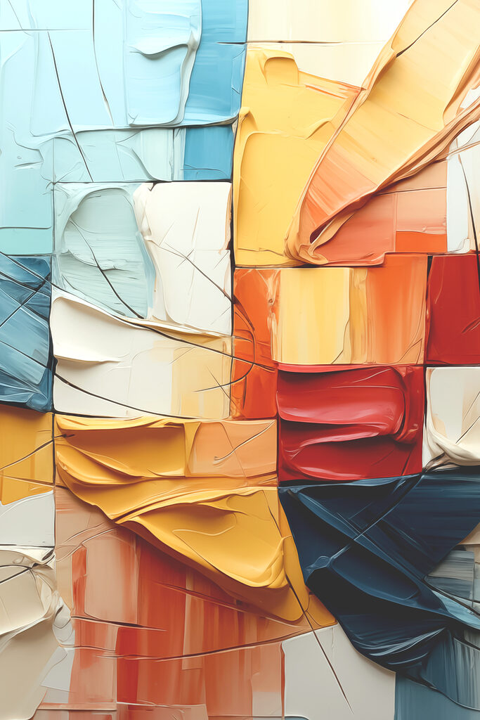 Colorful abstract composition with dynamic layers