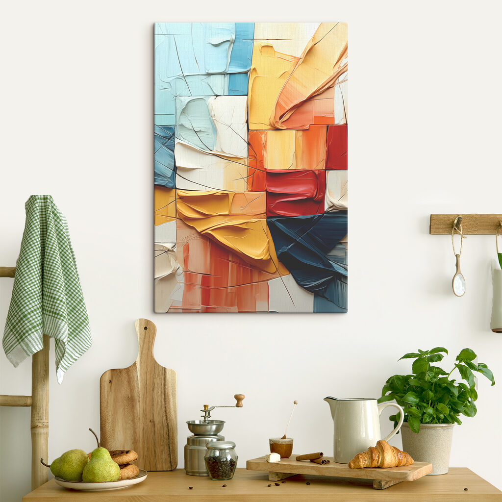 Colorful abstract composition with dynamic layers