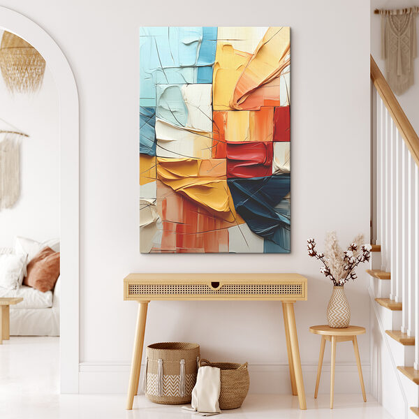 Colorful abstract composition with dynamic layers