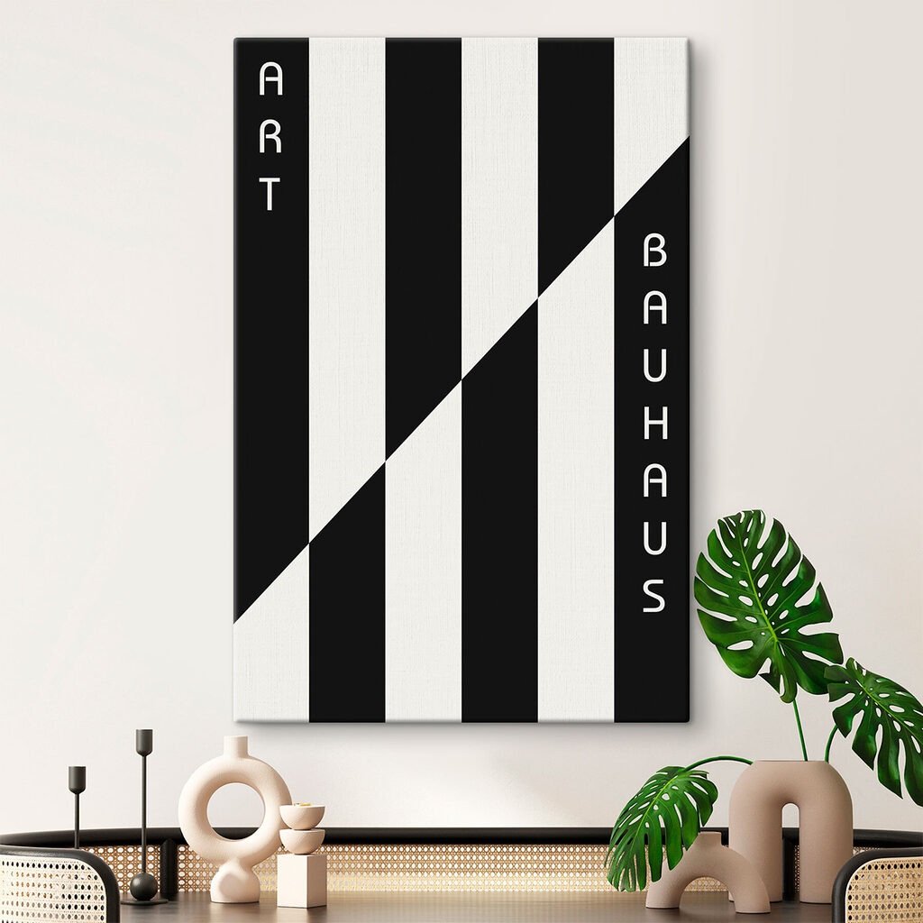 A black and white striped background