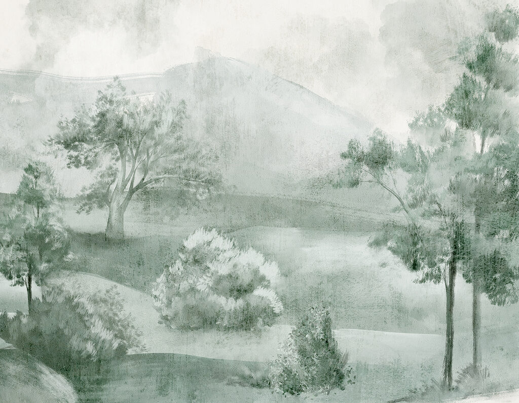 A landscape with trees and mountains