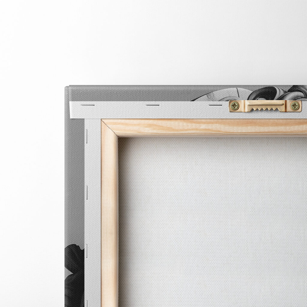 A statue of a man with headphones and a bubble gum